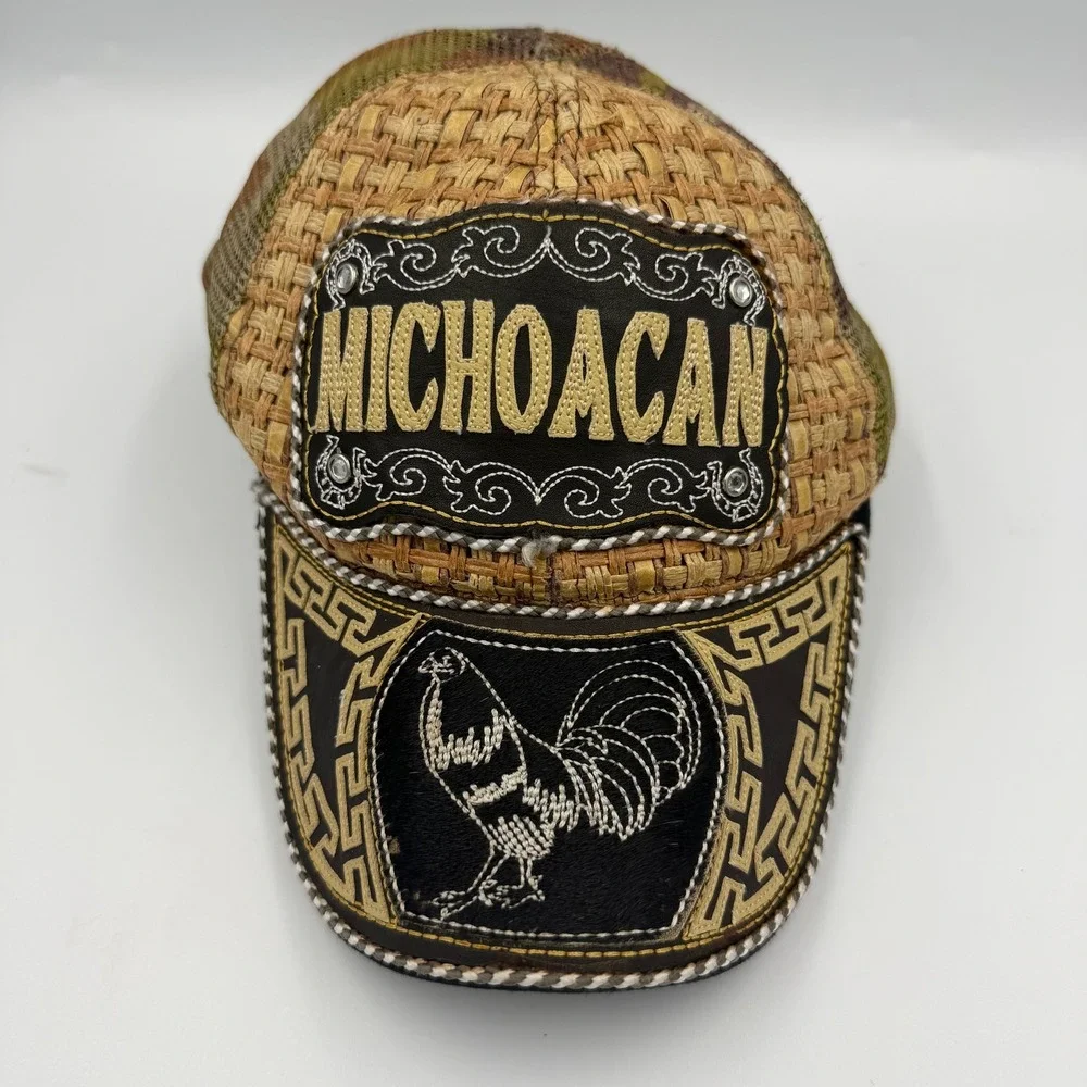 Unbranded Michoacan Trucker Hat Mens OSFM Brown Good Rooster Straw Camo Snapback